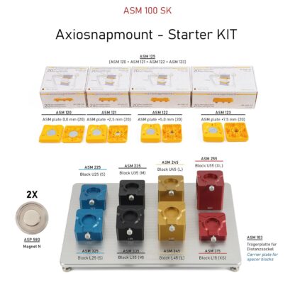 AxioSnapMount Starter Kit - 8 cokołów,2 magnesy, komi pack płytek, płyta z uchwytami na cokoły